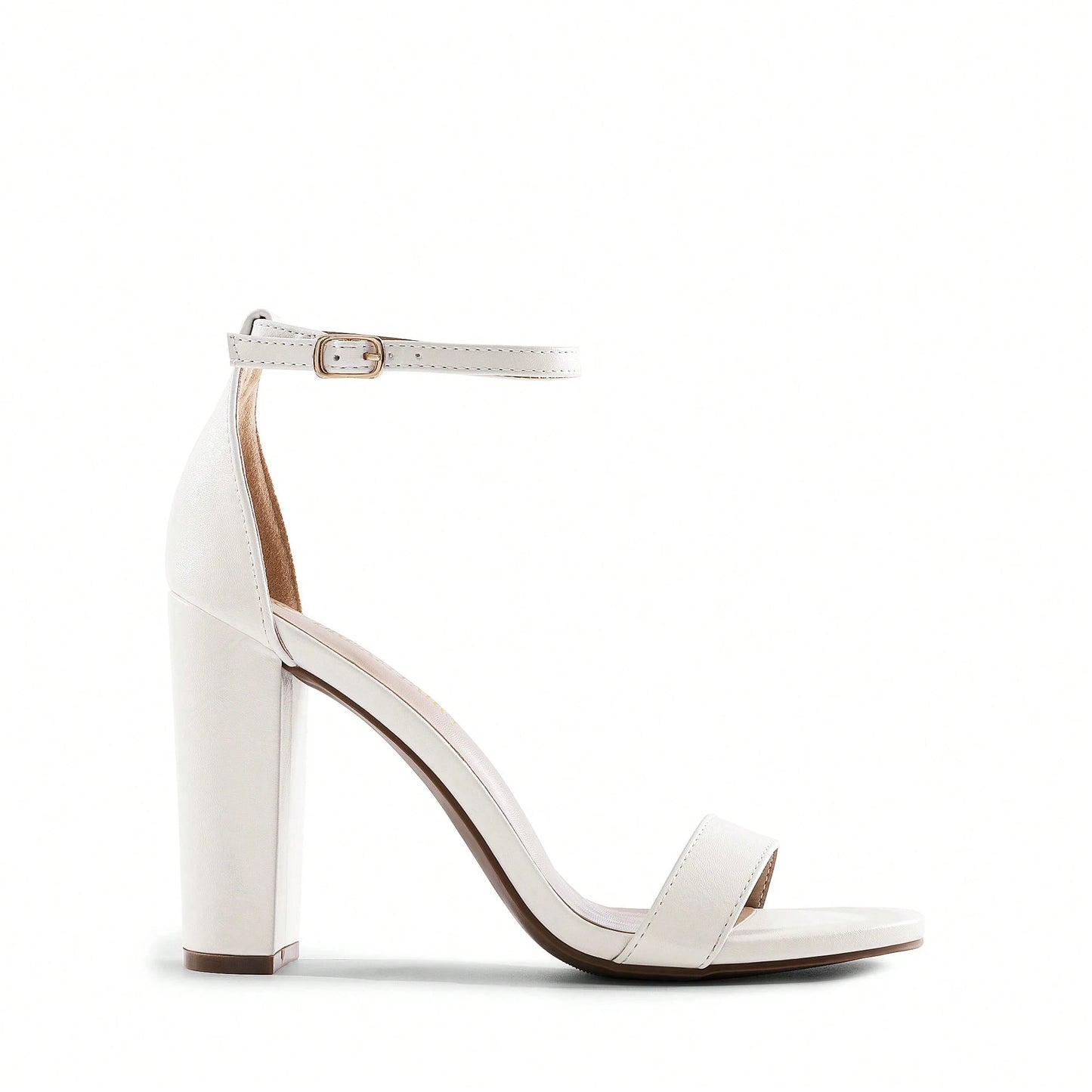 Women Chunky High Heeled Sandals, Fashionable Solid Color Ankle Strap Open Toe Party Dance Heels