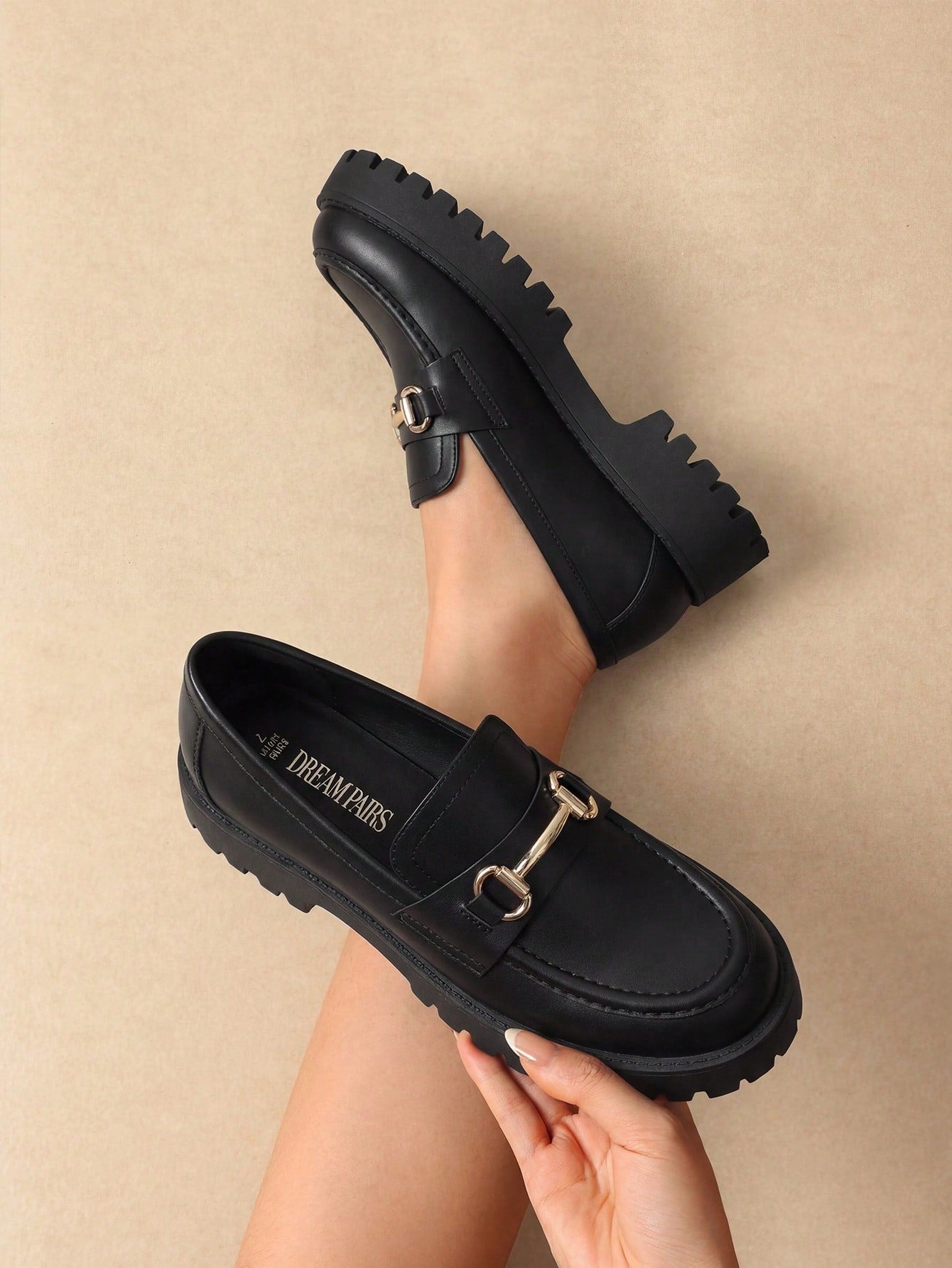 Women Loafers Platform Chunky Heel British Preppy Style Classic Versatile Thick Sole Casual Slip-On Loafers Shoes For Daily Commute