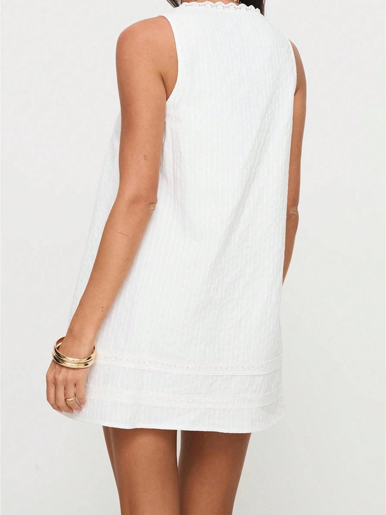 Women's Babydoll Mini Dress Y2k Lace Trim Square Neck Loose A Line Dress Aesthetic Sleeveless Flowy Short Sundress Beach Club Party Streetwear