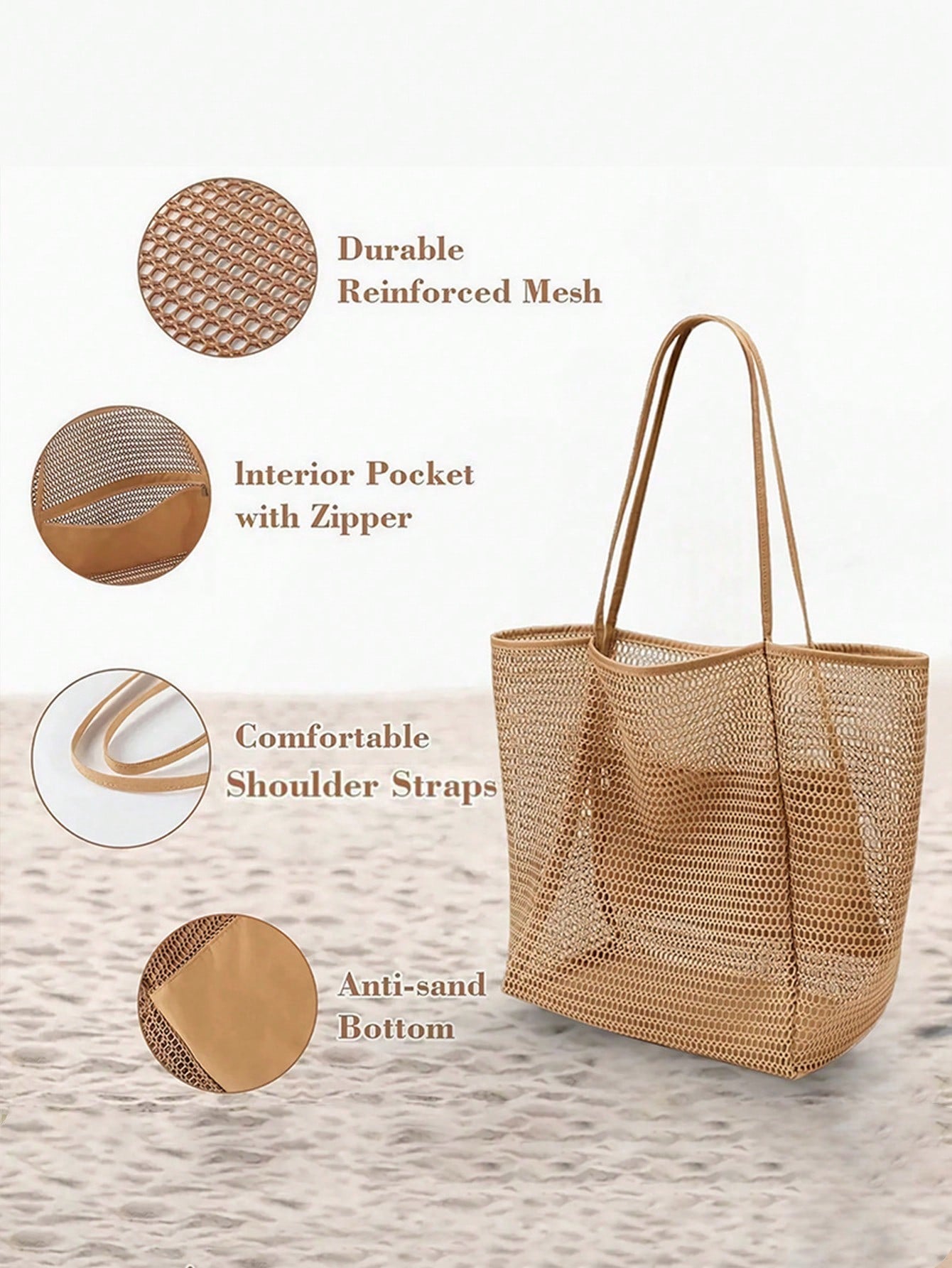 Women's Breathable Large Capacity Straw Knitting Tote Bag Casual Beach Shoulder Handbag Suitable For Summer Vacation Daily Commute And Weekend Getaway