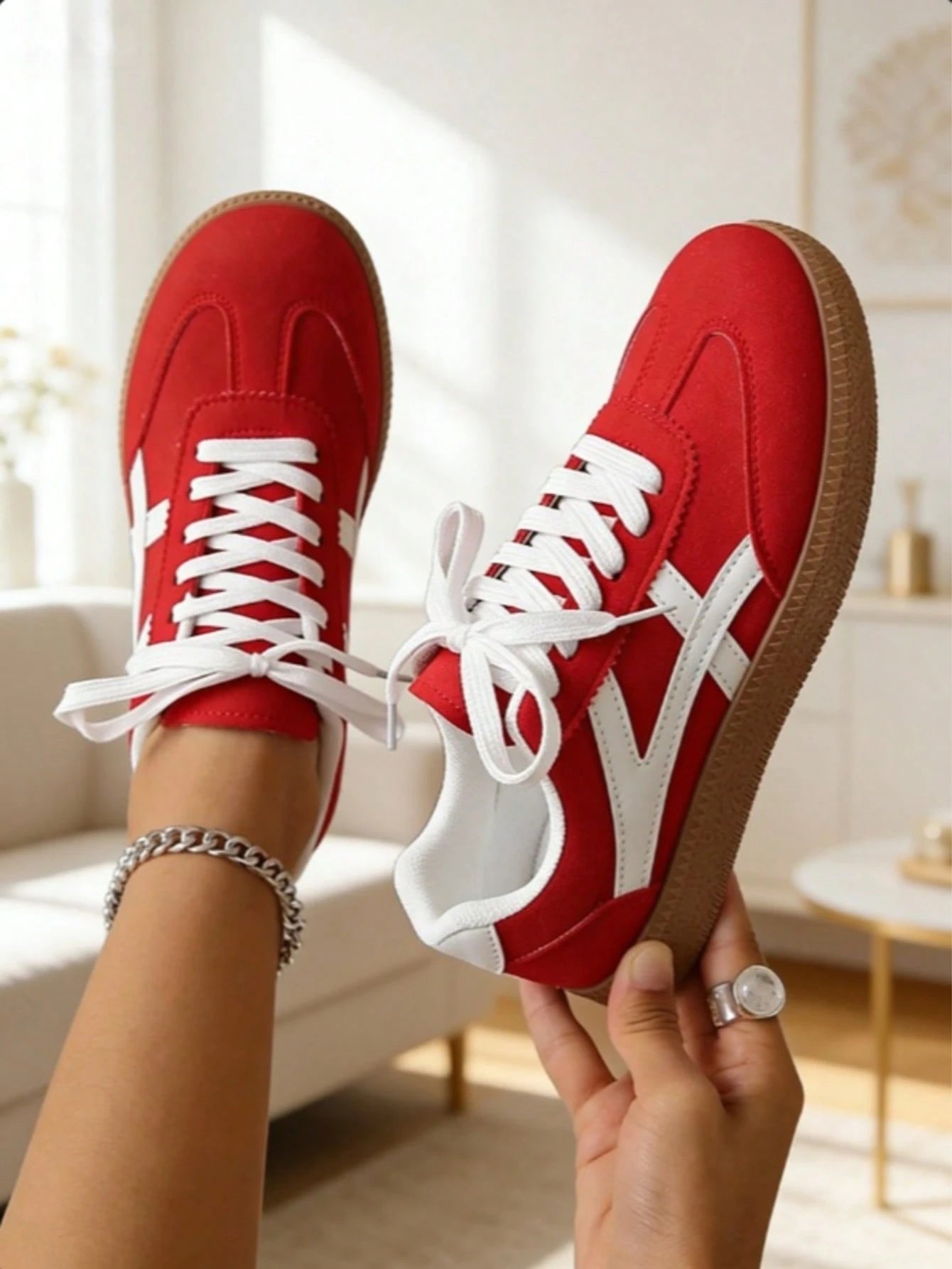 Women's Casual Sneakers, Flat, Lightweight, Comfortable For Fitness, Walking, Skateboarding