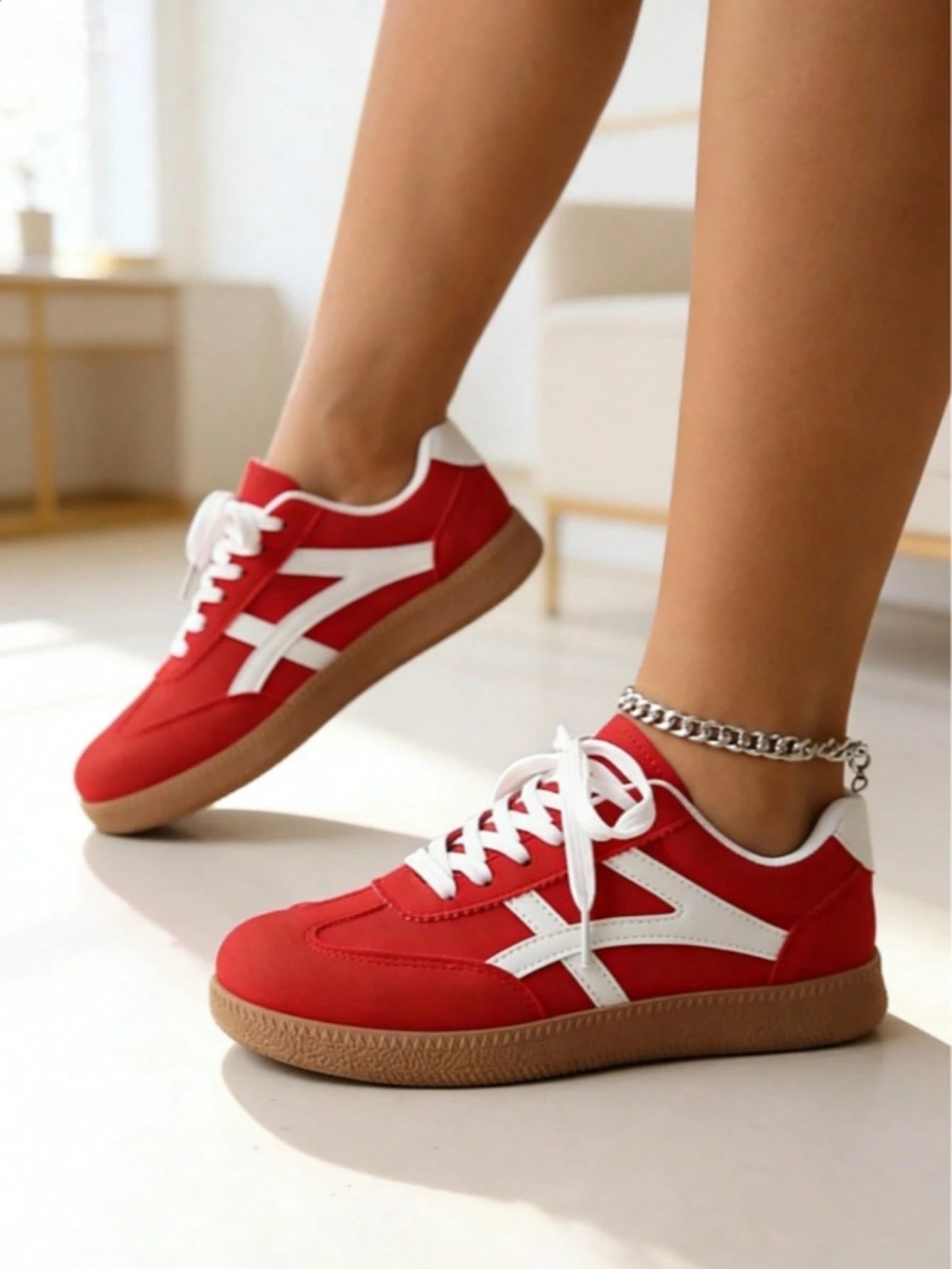 Women's Casual Sneakers, Flat, Lightweight, Comfortable For Fitness, Walking, Skateboarding