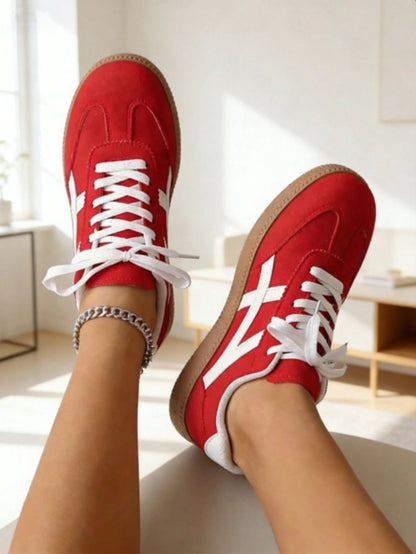 Women's Casual Sneakers, Flat, Lightweight, Comfortable For Fitness, Walking, Skateboarding
