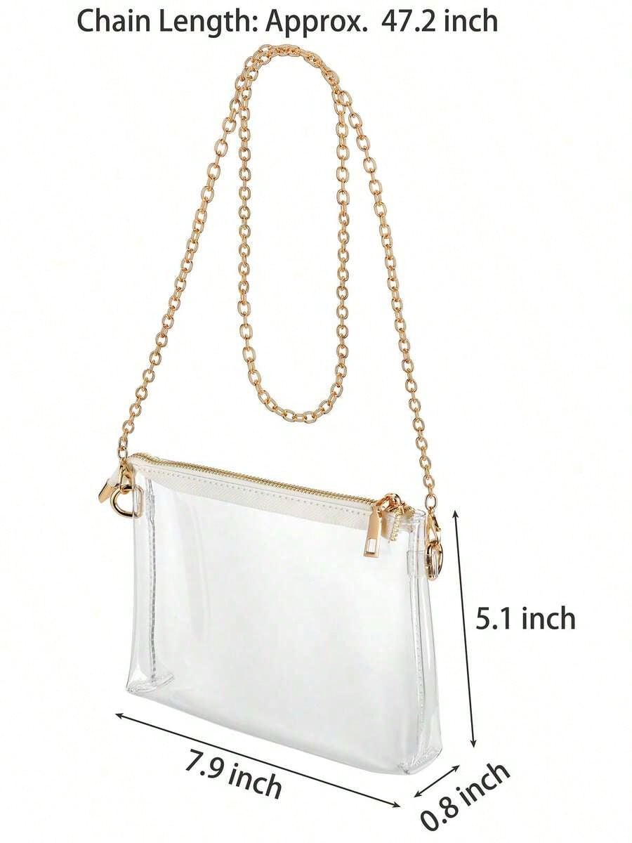 Women's Clear Crossbody Bag Stadium Approved PVC Purse Zipper Transparent Shoulder Bag For Outdoor Activities, Concerts & Sports Events