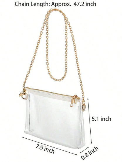 Women's Clear Crossbody Bag Stadium Approved PVC Purse Zipper Transparent Shoulder Bag For Outdoor Activities, Concerts & Sports Events