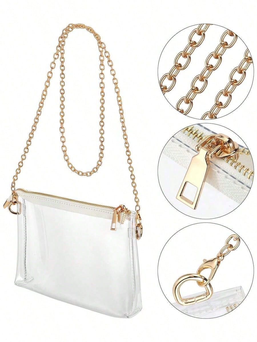 Women's Clear Crossbody Bag Stadium Approved PVC Purse Zipper Transparent Shoulder Bag For Outdoor Activities, Concerts & Sports Events