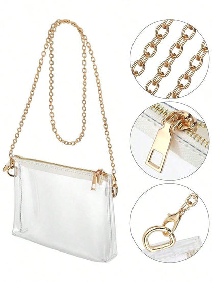 Women's Clear Crossbody Bag Stadium Approved PVC Purse Zipper Transparent Shoulder Bag For Outdoor Activities, Concerts & Sports Events