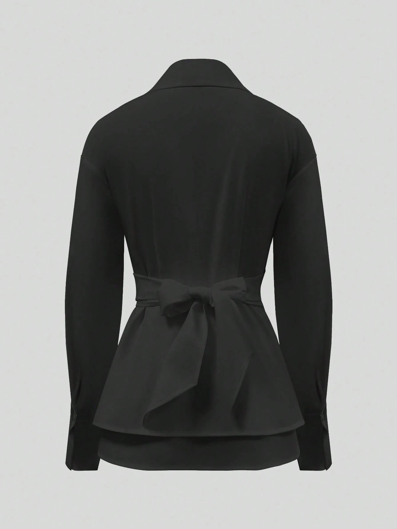 Women's Elegant Solid Color Collared Slim Waist Long Sleeve Blouse For Office Wear, Polyester Material With Buttons White Spring