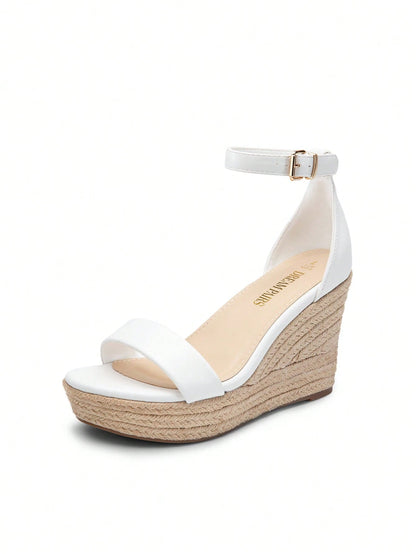 Women's Espadrilles Wedge Sandals Open Toe Comfortable Adjustable Ankle Strap 3.6 Inch For Vocation Walking Beach Dressy Summer Platform Shoes