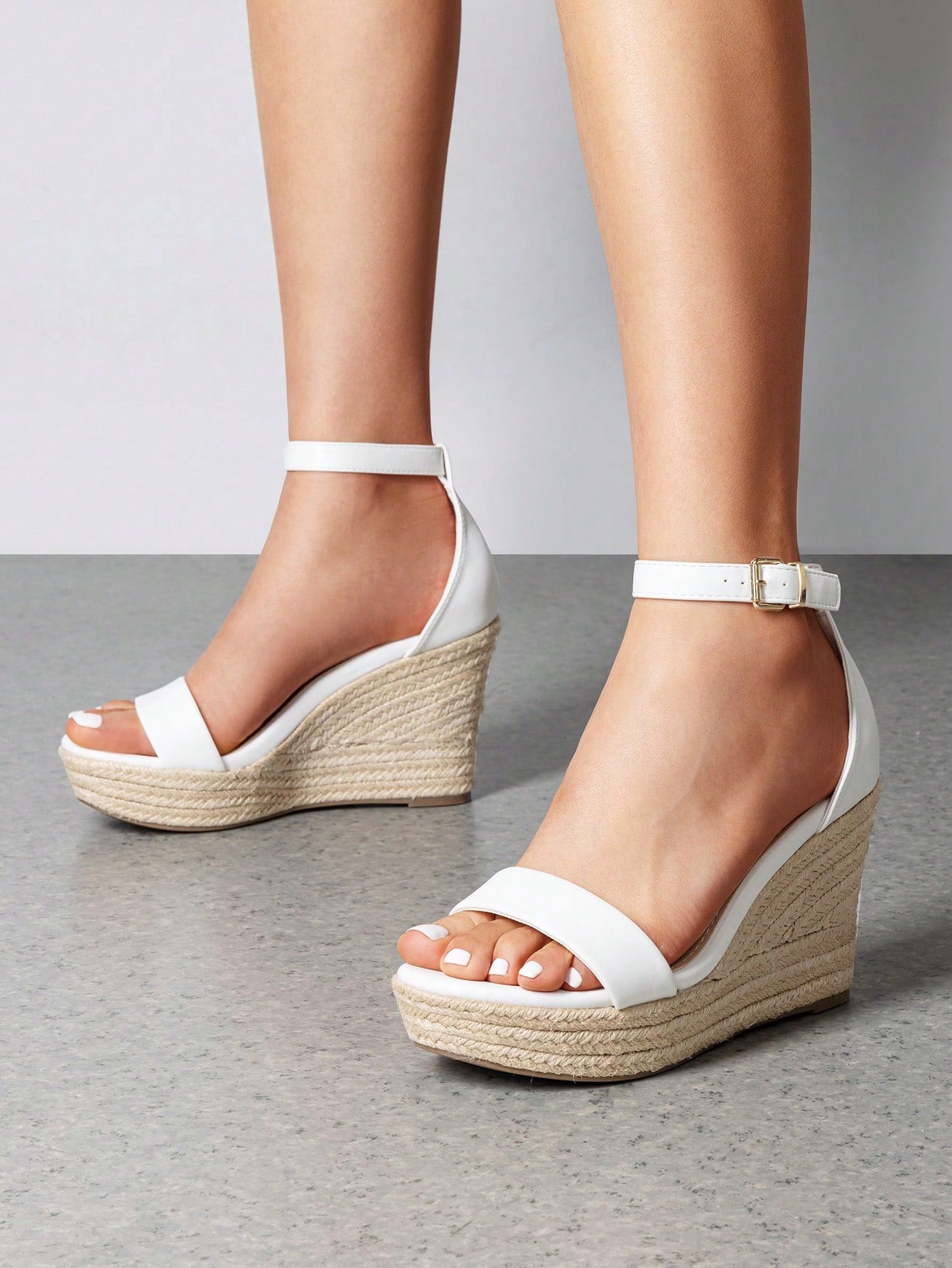Women's Espadrilles Wedge Sandals Open Toe Comfortable Adjustable Ankle Strap 3.6 Inch For Vocation Walking Beach Dressy Summer Platform Shoes