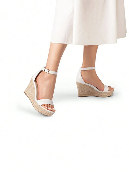 Women's Espadrilles Wedge Sandals Open Toe Comfortable Adjustable Ankle Strap 3.6 Inch For Vocation Walking Beach Dressy Summer Platform Shoes