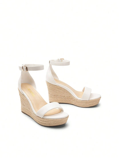 Women's Espadrilles Wedge Sandals Open Toe Comfortable Adjustable Ankle Strap 3.6 Inch For Vocation Walking Beach Dressy Summer Platform Shoes