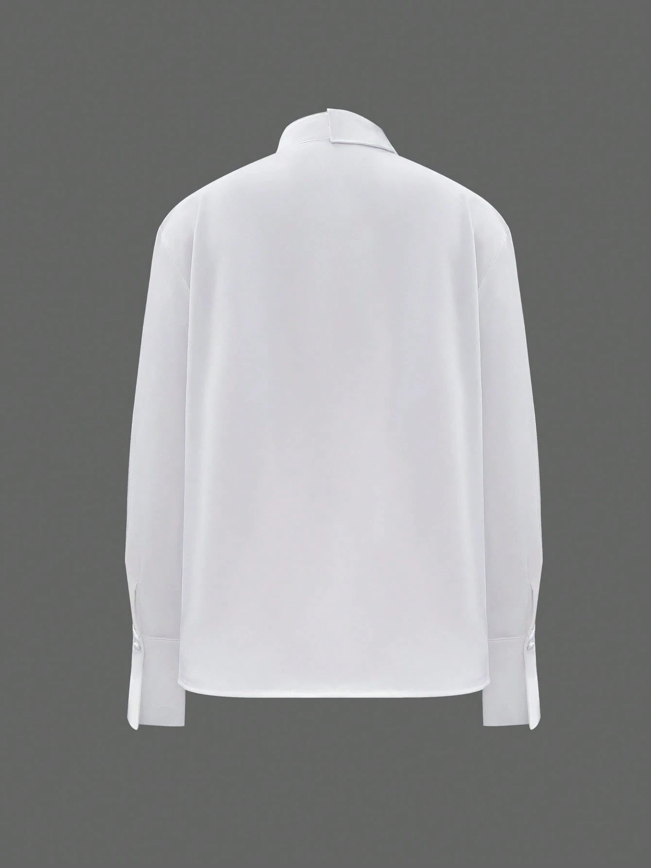 Women's Fashion Hollow Out Lapel Loose Long Sleeve Blouse, Solid Color Woven Fabric, Casual For Office, Daily Wear, Date, Spring/Autumn White Summer