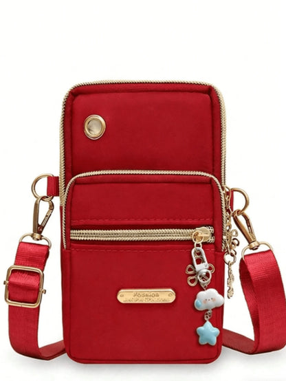 Women's Fashion Multi-Zipper Phone Bag With Metal Decor Wristlet Crossbody Arm Bag Handheld Wallet Purse For Women Wallet Purse Wallet Small Wallet Bags Ladies Sling Sling Bag Women Mini Wallet Purses