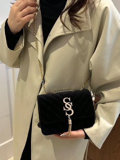 Women's Fashion Solid Color PU Leather Quilted Shoulder Bag, Multifunctional Flap Chain Crossbody Bag,Business Professional Women