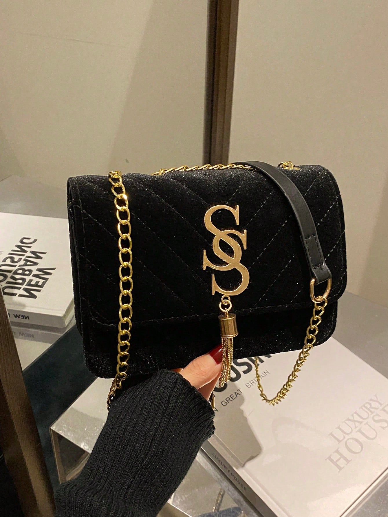Women's Fashion Solid Color PU Leather Quilted Shoulder Bag, Multifunctional Flap Chain Crossbody Bag,Business Professional Women