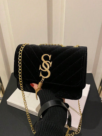Women's Fashion Solid Color PU Leather Quilted Shoulder Bag, Multifunctional Flap Chain Crossbody Bag,Business Professional Women