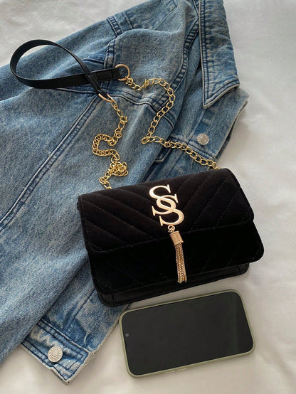 Women's Fashion Solid Color PU Leather Quilted Shoulder Bag, Multifunctional Flap Chain Crossbody Bag,Business Professional Women
