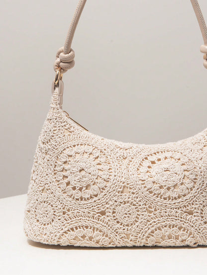 Women's Floral Print Shoulder Bag, Bohemian Style Summer Beach Bag, Essential For Travel And Vacation,Holiday,Straw Bag, Boho Chic