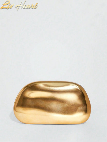 Women's Gold Clutch Bag, European & American Fashion Metal-Decorated Mini Box Bag, Women's Fashion Metallic Effect Evening Party Chain Bag