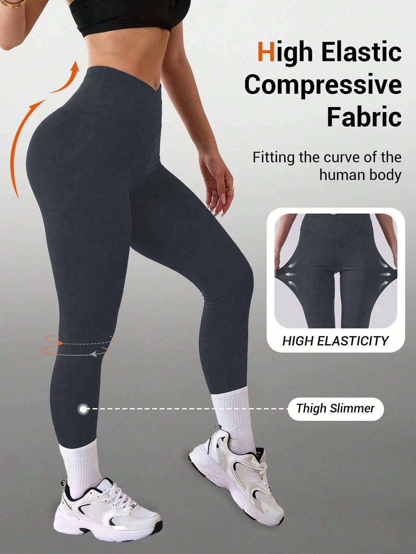 Women's High Waist Slimming Sports Yoga Outdoor Running Pants, Crossover Tight Leggings, High Waist Abdomen Control Non-See-Through Black