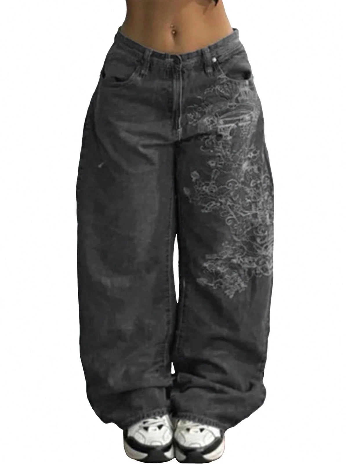 Women's Hip Hop Baggy Jeans Wide Leg Mid-Low Waist Jeans Loose Boyfriends Jeans 90s Vintage Denim Pants For Back To School