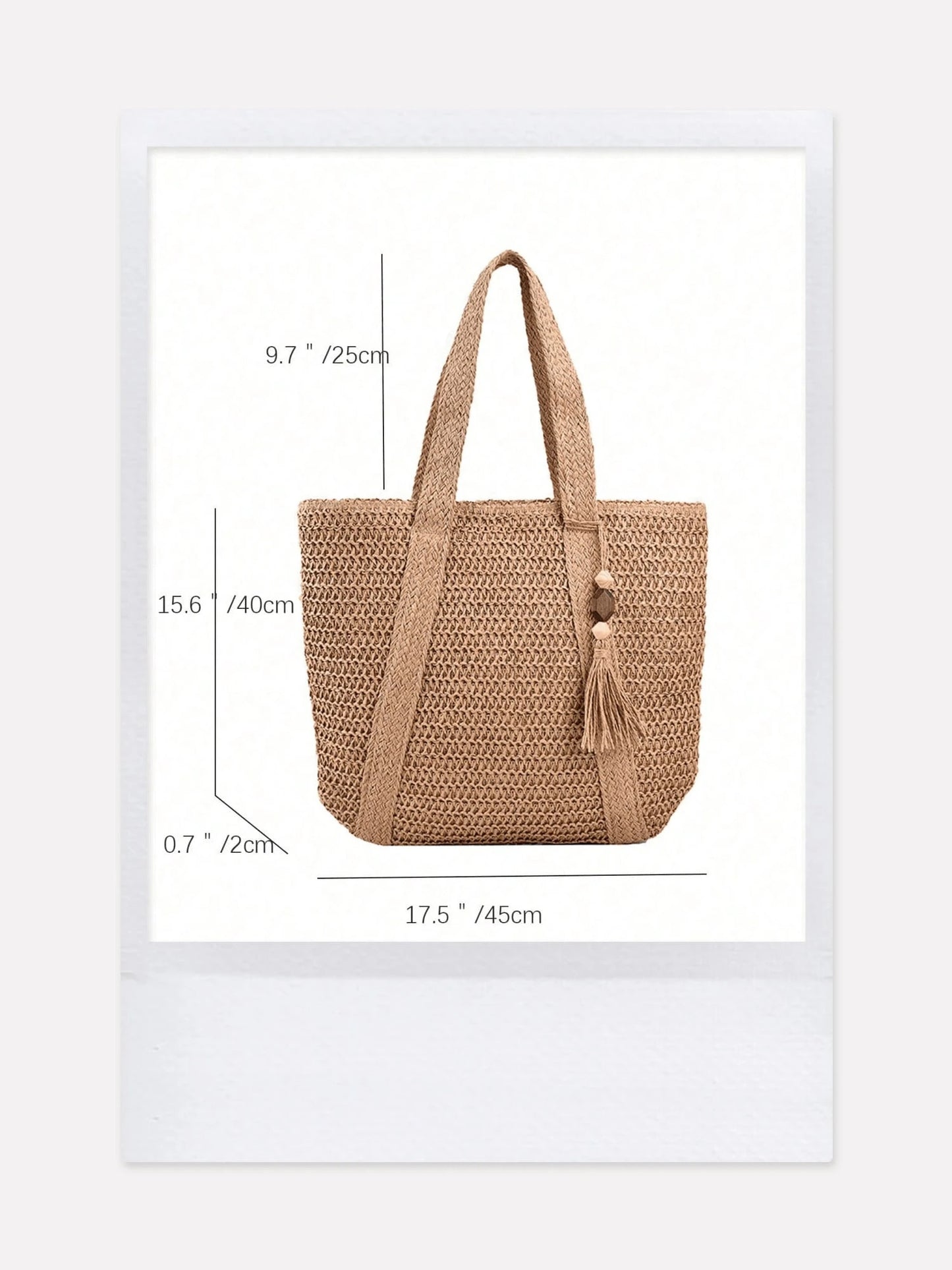 Women's Large Capacity Straw Vacation Beach Bag, Woven With Tassels, Shoulder Handbag Wallet, Casual Fashion Travel Bag