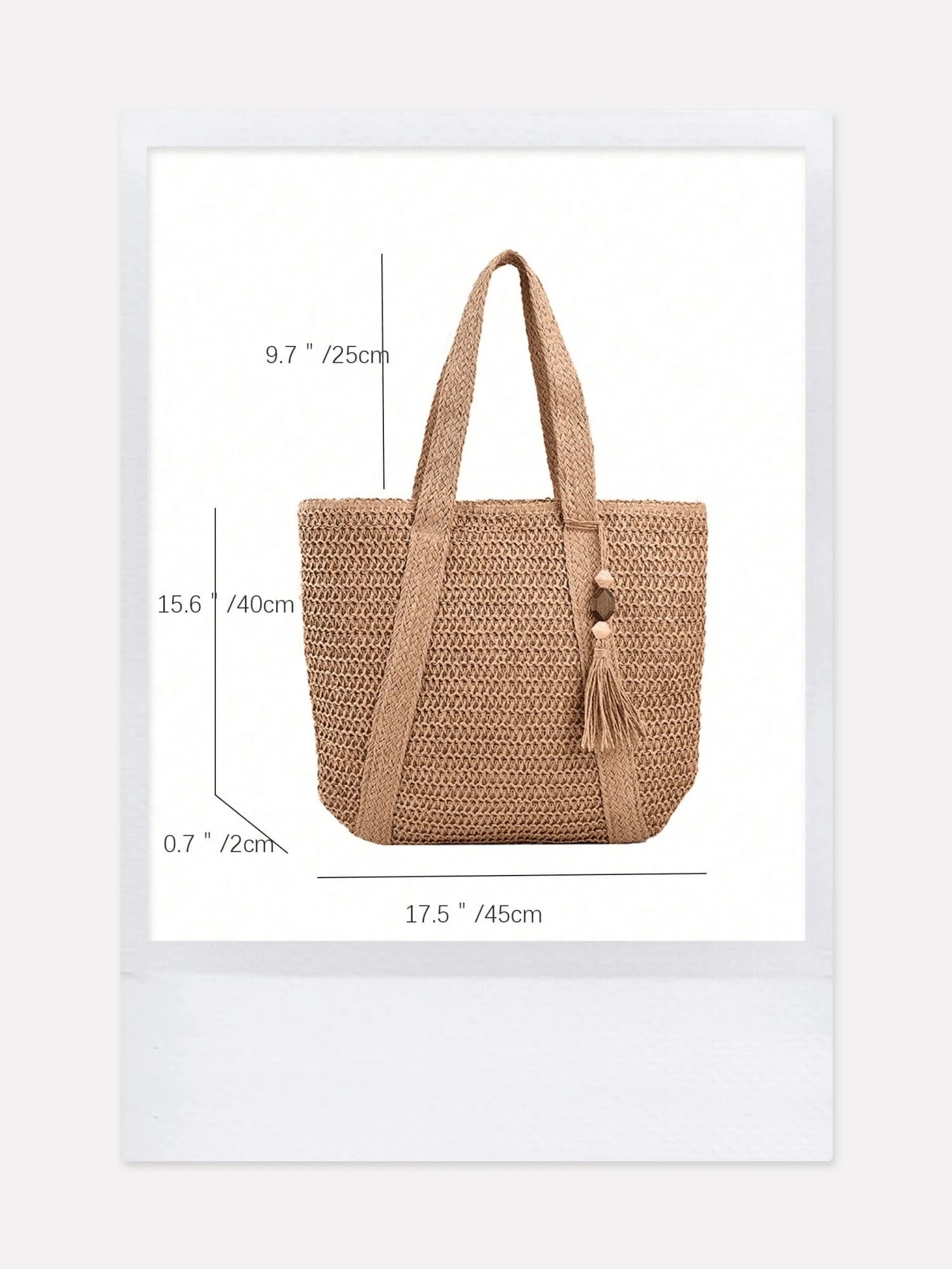 Women's Large Capacity Straw Vacation Beach Bag, Woven With Tassels, Shoulder Handbag Wallet, Casual Fashion Travel Bag