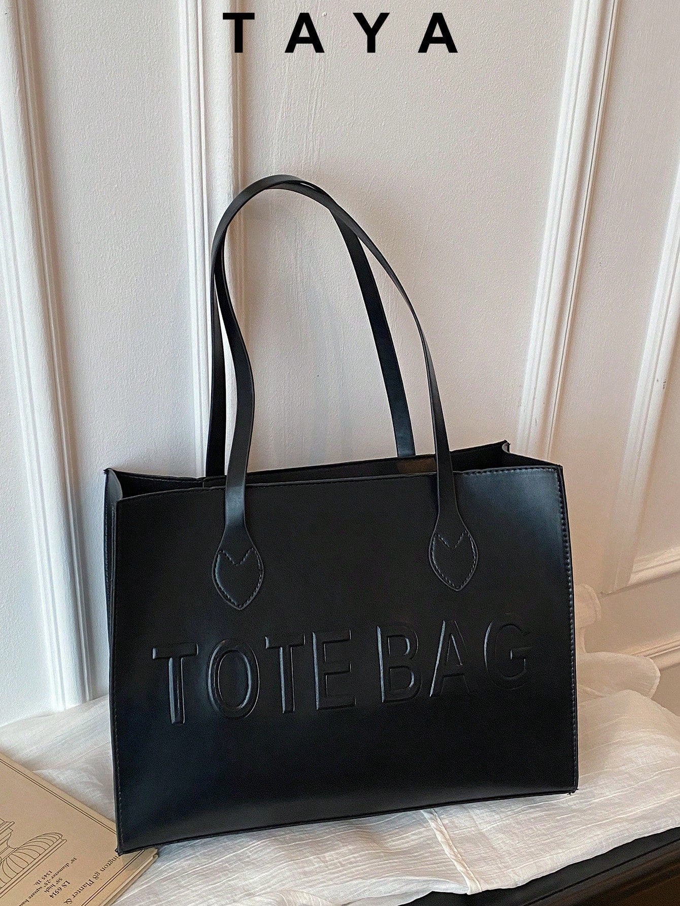 Women's Large Capacity Tote Bag, Faux Leather Material, Dual Shoulder Strap Design, Spacious For Commuting And Shopping,Business Professional Women