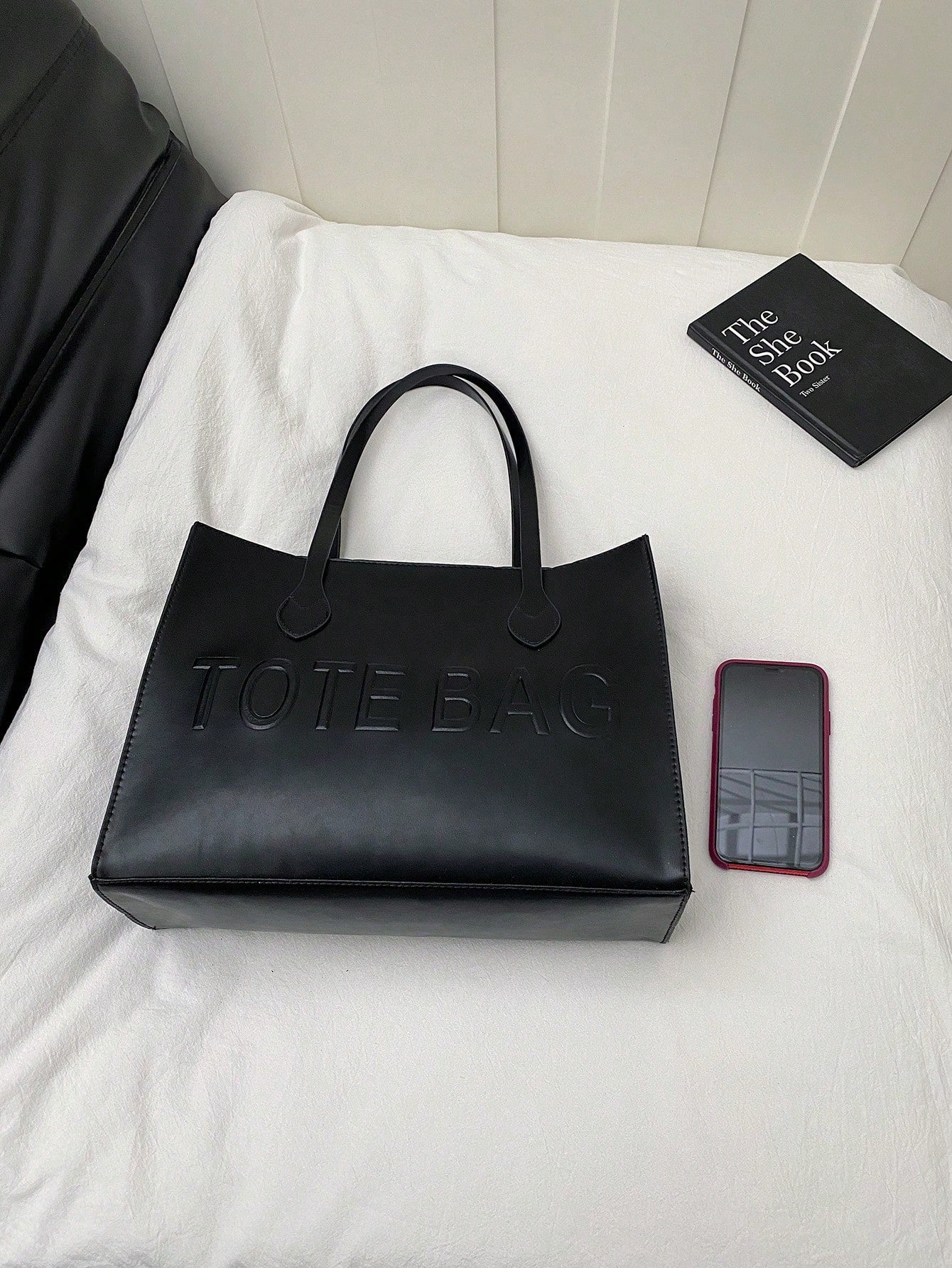 Women's Large Capacity Tote Bag, Faux Leather Material, Dual Shoulder Strap Design, Spacious For Commuting And Shopping,Business Professional Women