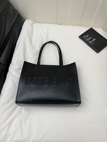 Women's Large Capacity Tote Bag, Faux Leather Material, Dual Shoulder Strap Design, Spacious For Commuting And Shopping,Business Professional Women