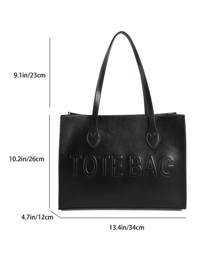 Women's Large Capacity Tote Bag, Faux Leather Material, Dual Shoulder Strap Design, Spacious For Commuting And Shopping,Business Professional Women