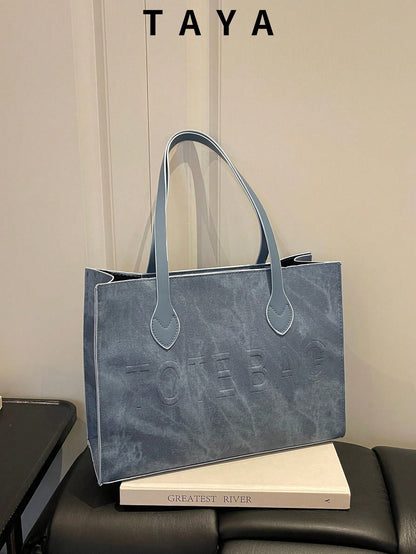Women's Large Capacity Tote Bag, Faux Leather Material, Dual Shoulder Strap Design, Spacious For Commuting And Shopping,Business Professional Women