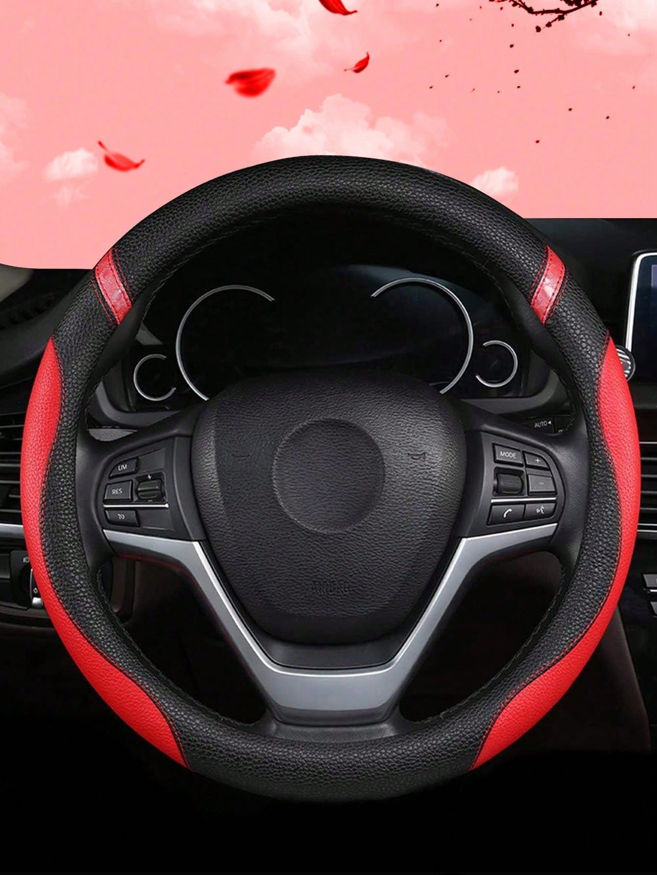 Women's Leather Splicing Car Steering Wheel Cover, Universal For All Seasons