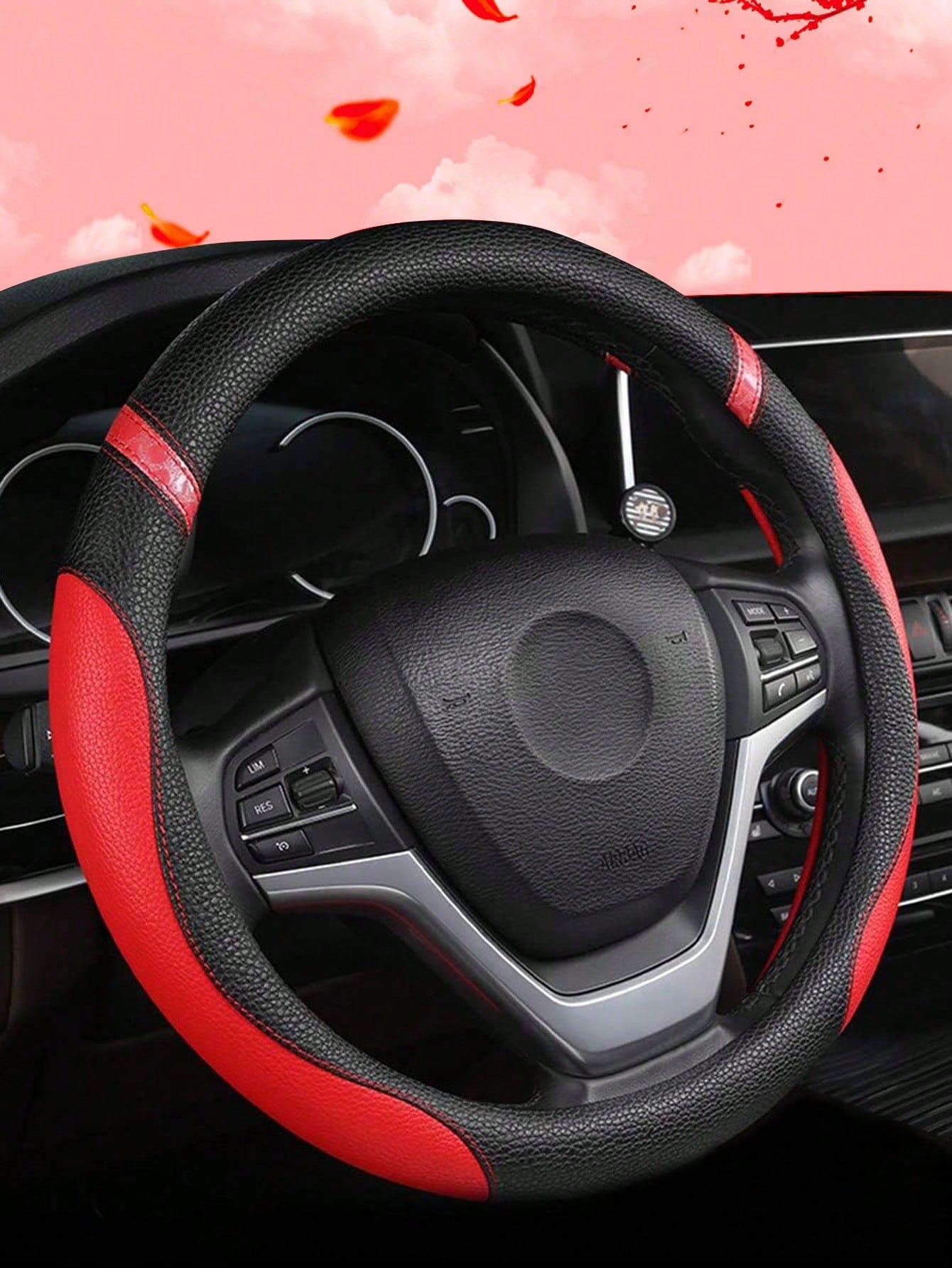 Women's Leather Splicing Car Steering Wheel Cover, Universal For All Seasons