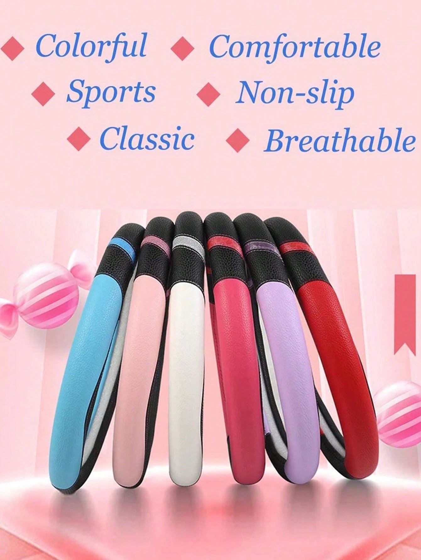 Women's Leather Splicing Car Steering Wheel Cover, Universal For All Seasons