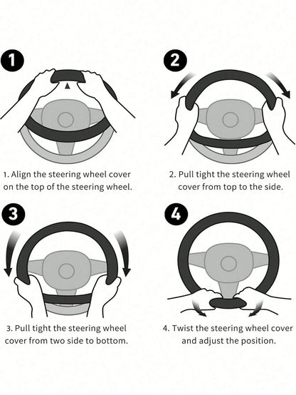Women's Leather Splicing Car Steering Wheel Cover, Universal For All Seasons