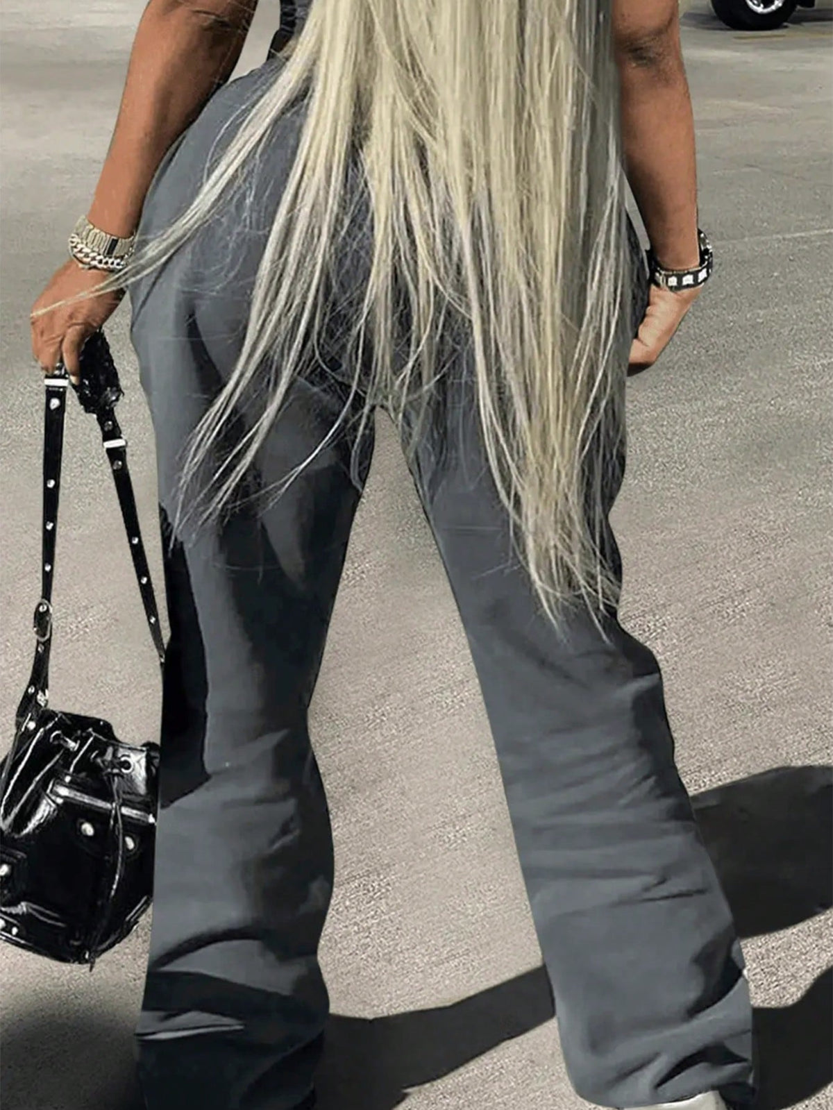 Women's Letter & Angel Print Drawstring Waist Straight Leg Sweatpants,Grey Casual Winter Date Outfits,Back To School Fall Cloth,Teacher Graduation