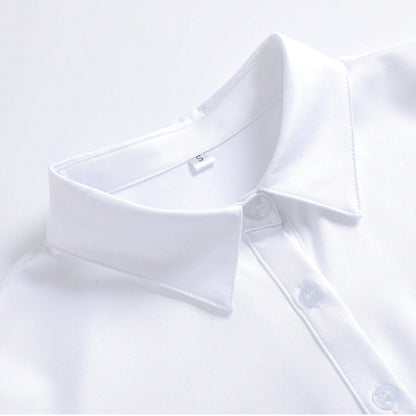 Women's Long Sleeve Wrinkle-Resistant Shirt, White, Professional Formal Workwear Blouse Spring
