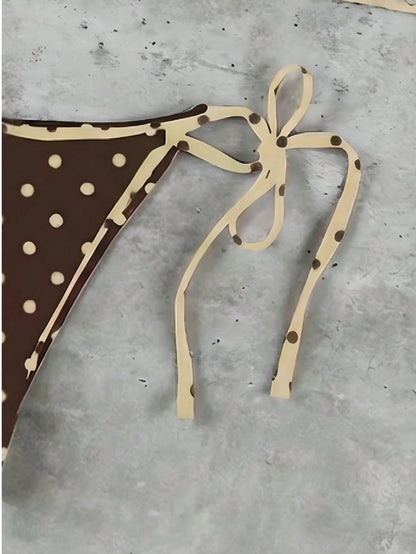Women's Pink & Purple Polka Dot Bikini Set, Elegant Sexy Casual Swimwear Suitable For Spring/Summer Beach, Holiday, Party Vacation