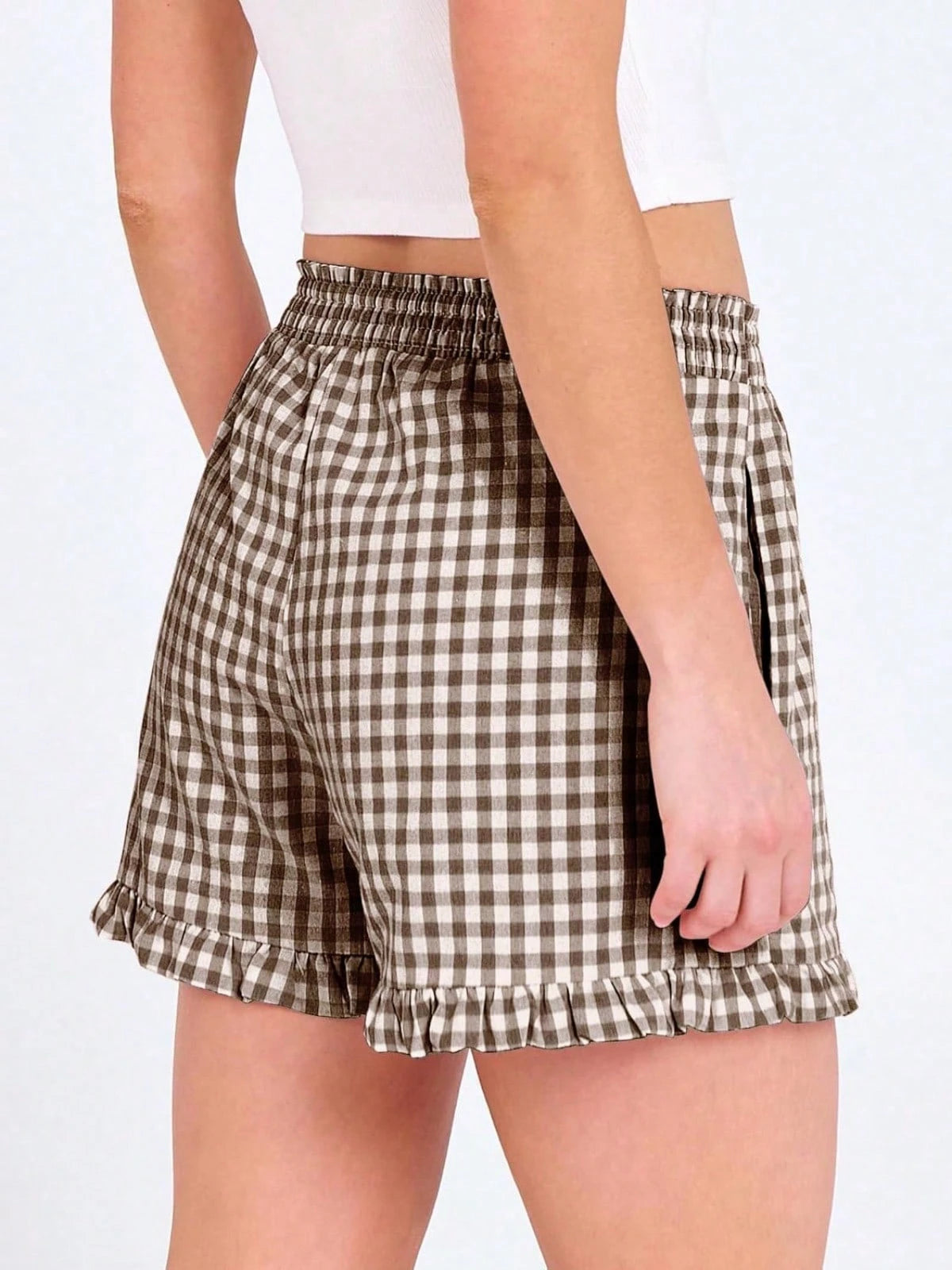 Women's Plaid Shorts Fashion Casual Elastic Waist Pocket Sleepwear Womenswear Full Cotton Breathable Versatile Loose Shorts Y2K Girls Leisure Shorts