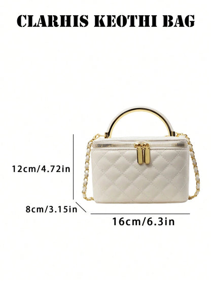 Women's Quilted Handbag, Diamond Stitch Design With Gold Zipper Detail, Fashion Mini Bag, Suitable For Party, Shopping, Dating And Daily Wear