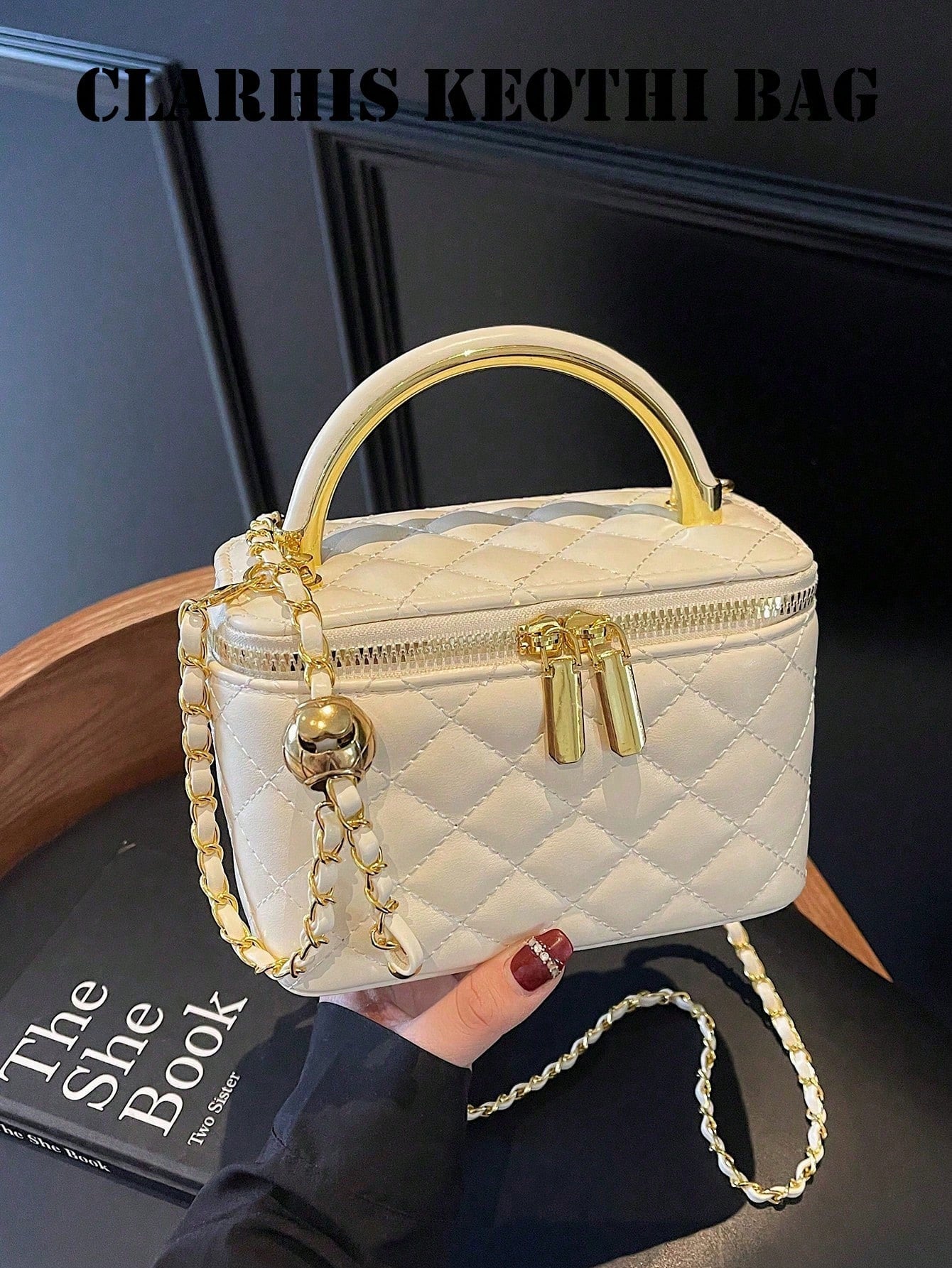 Women's Quilted Handbag, Diamond Stitch Design With Gold Zipper Detail, Fashion Mini Bag, Suitable For Party, Shopping, Dating And Daily Wear