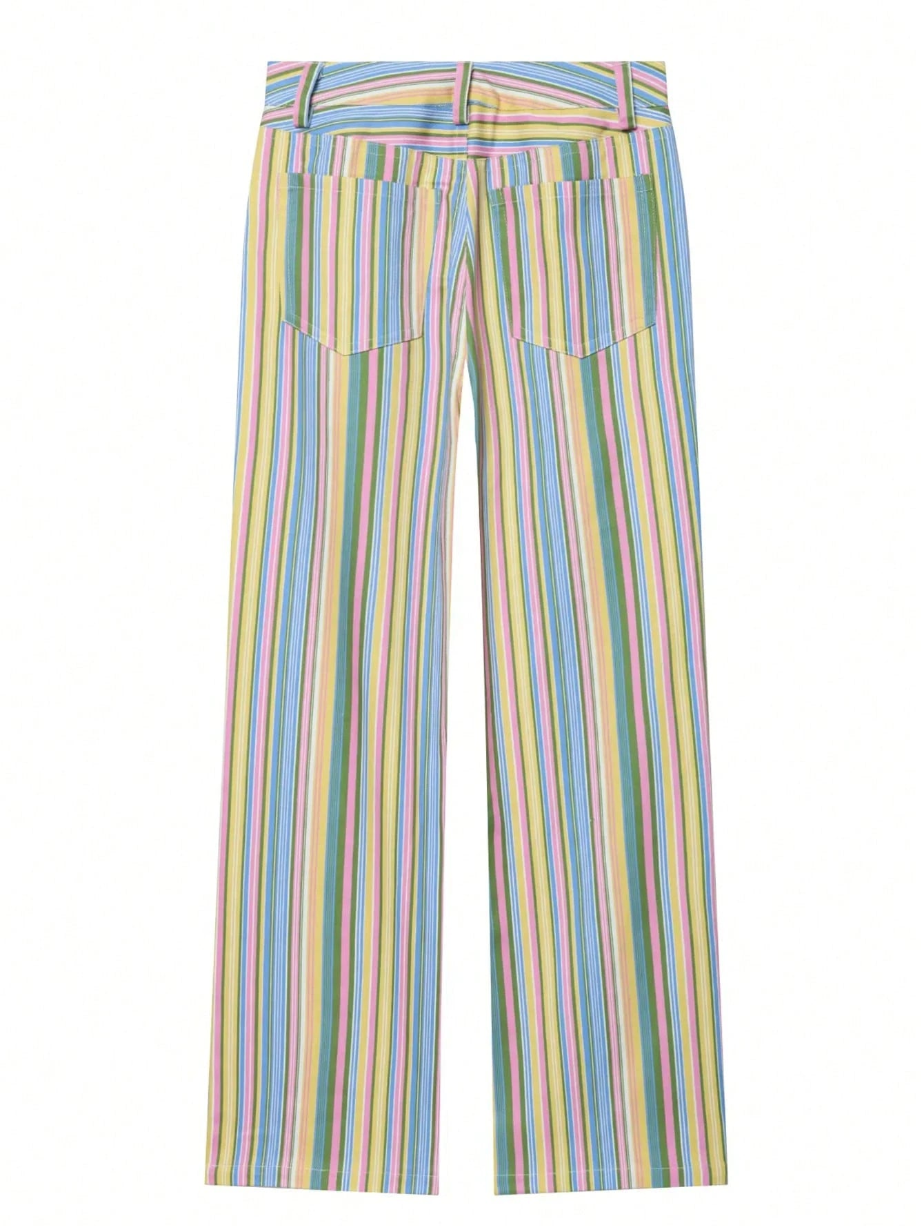 Women's Rainbow Striped Straight Leg Jeans, Casual Street Style Pants For Spring/Summer, Holiday Outfits, Y2K Aesthetic