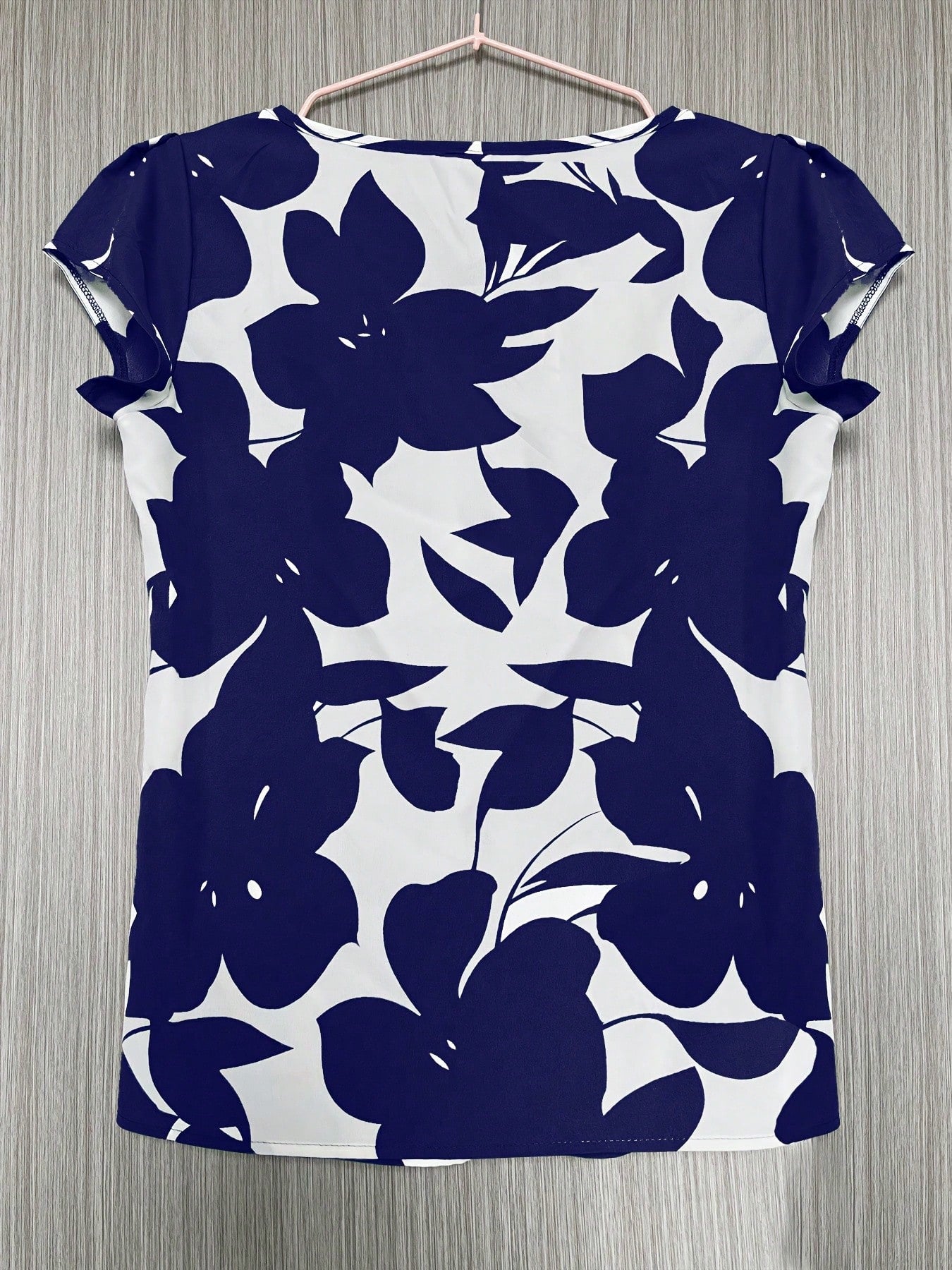 Women's Random Print Short Sleeve Shirt- Casual Round Neck, Loose Fit, Polyester Blouse For All Seasons Summer Vacation