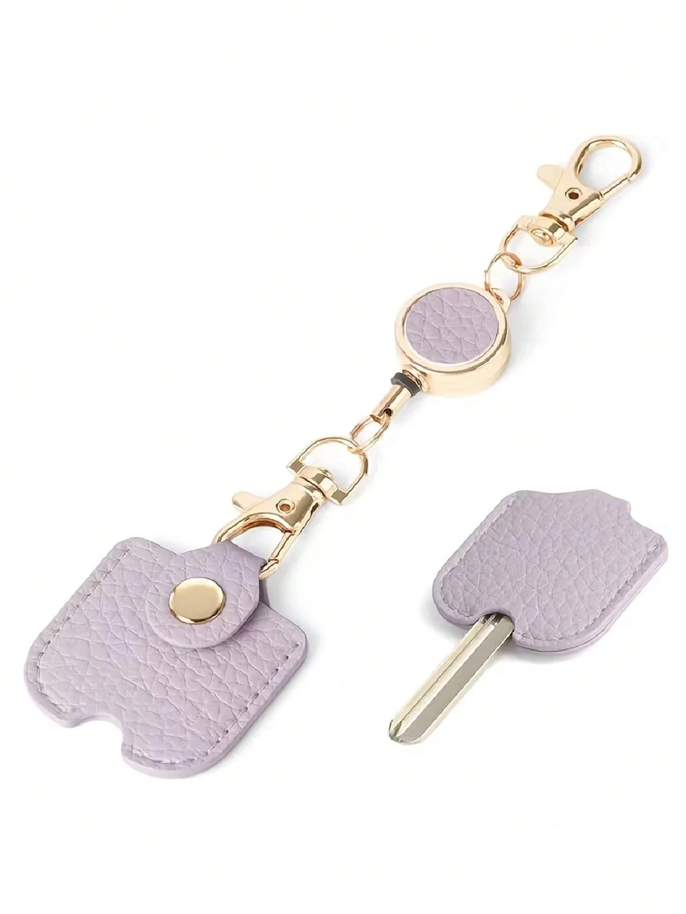 Women's Retractable Keychain, Faux Leather Stretchable Key Chain 30cm Length Anti-Lost Keychain, With Gold Metal Clip, Cute Portable Key Ring, Suitable For ID Card And Car Keys