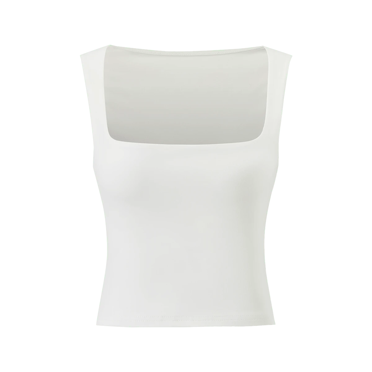 Women's Solid Color Double-Layer Pleated Square Neck Versatile Camisole, Spring/Summer Casual White