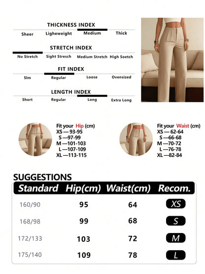 Women's Solid Color Wide Leg Straight Casual Pants, Versatile Business Commuter Trousers Spring