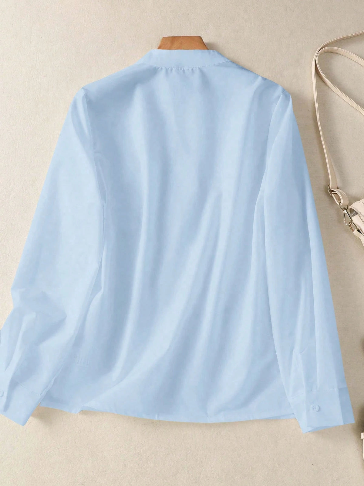 Women's Solid V Neck Button Down Shirt, Long Sleeve Casual Elegant Blouse With Pocket, Daily, Holiday, Travel, Spring Summer Fall Winter Essential