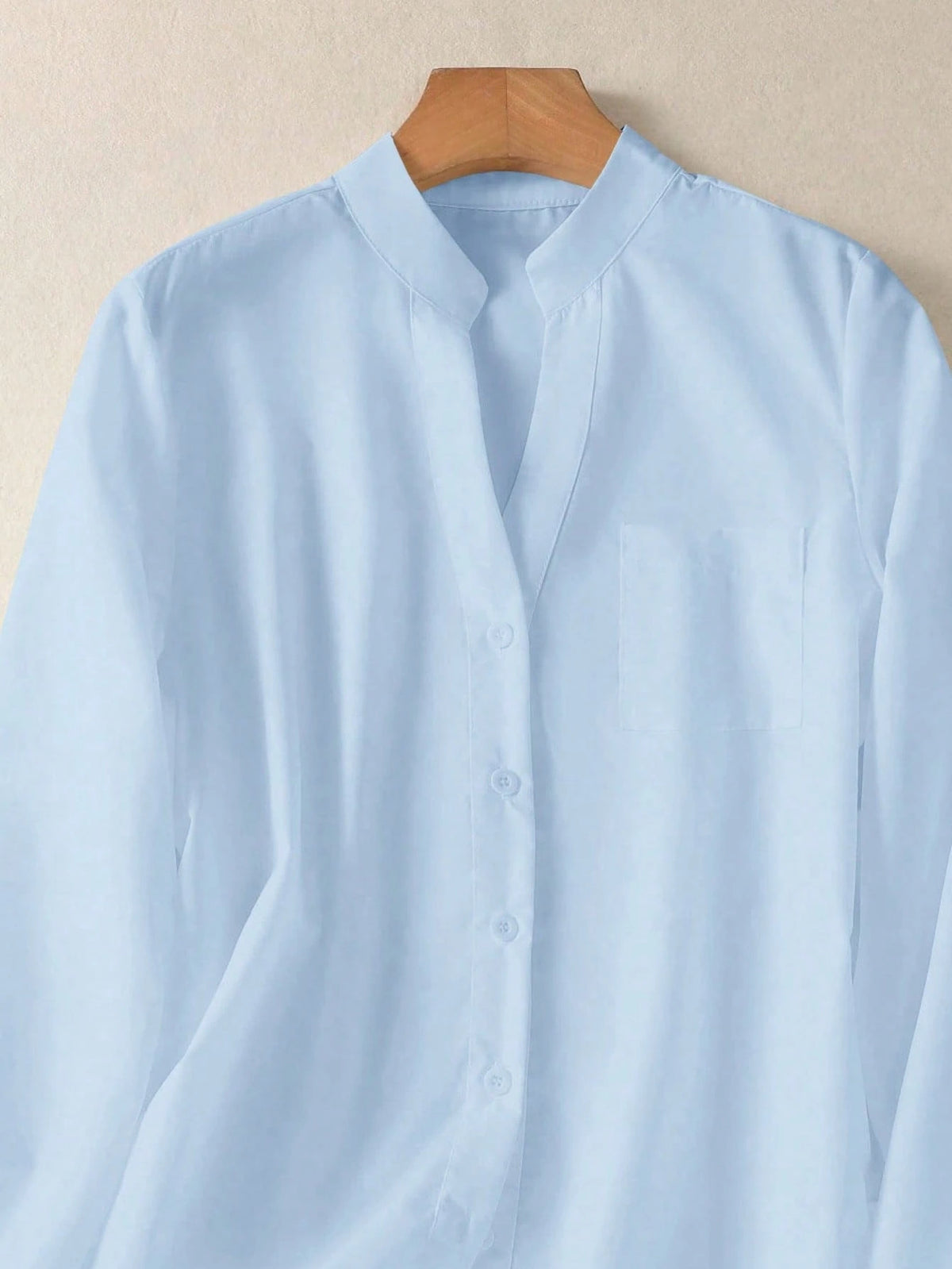 Women's Solid V Neck Button Down Shirt, Long Sleeve Casual Elegant Blouse With Pocket, Daily, Holiday, Travel, Spring Summer Fall Winter Essential